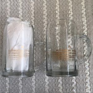 Lot of 2 schwaben brau‎ glass beer mugs steins